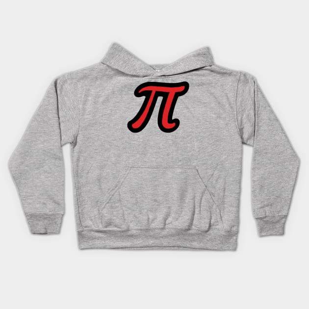 Black and Red Pi Math Symbol Kids Hoodie by ellenhenryart